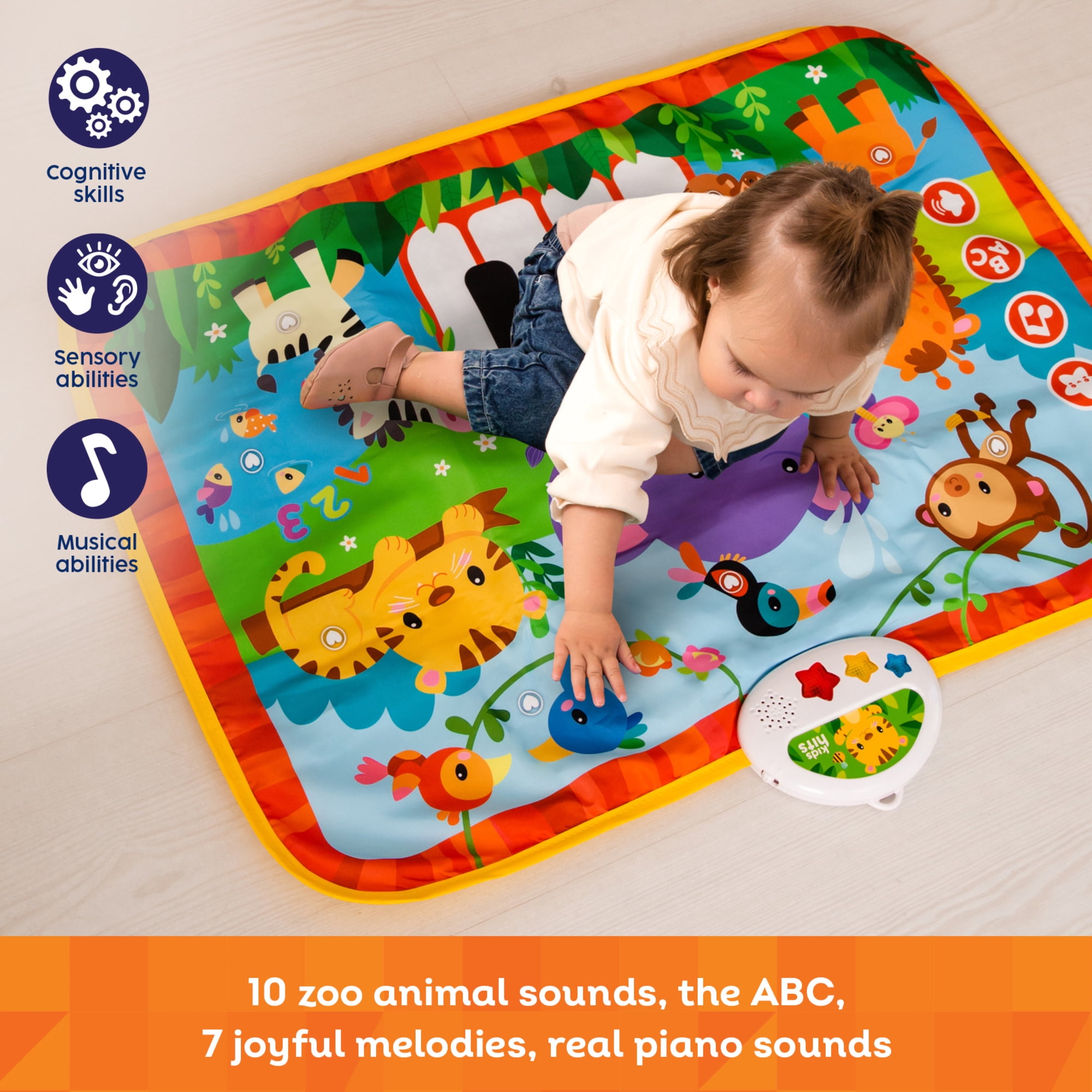 Kids Hits: Light & Sound Mat - Musical Zoo - Activity Floor Pad, Sensory Play Toy, Animals-Songs-Piano Notes, Touch-Listen-Learn, Baby-Toddlers 8Mo+
