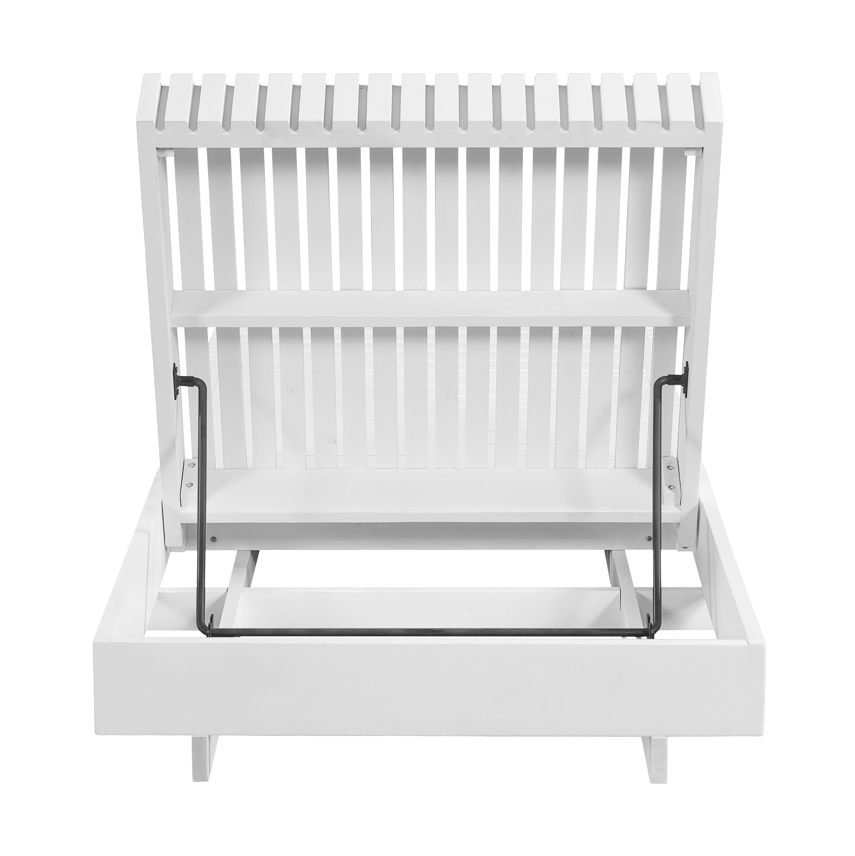 Chaise Lounge, Outdoor White Acacia Solid Wood Adjustable Lounge for Patio Deck Garden, White