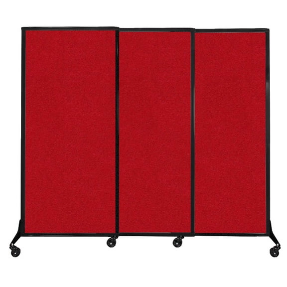 Versare&nbsp;QuickWall&nbsp;Sliding Portable Partition&nbsp;| Black Frame | 7' x 5'10" Red Fabric Panels