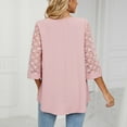 thumbnail image 4 of tklpehg 3/4 Sleeve Womens Tops Relaxed Fit Comfortable V Neck Three Quarter Sleeve Lace Flare Sleeve Shirts Leisure Solid Color Tunic Tops Blouse Pink 12(XXL), 4 of 6