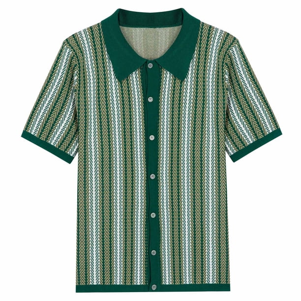 Camisas de Lino para Hombres Ocio Negocios de Punto Casual Manga Corta Top Clásico, Camisa Ligera 100% Viscosa para la Playa, Vacaciones Y Diario