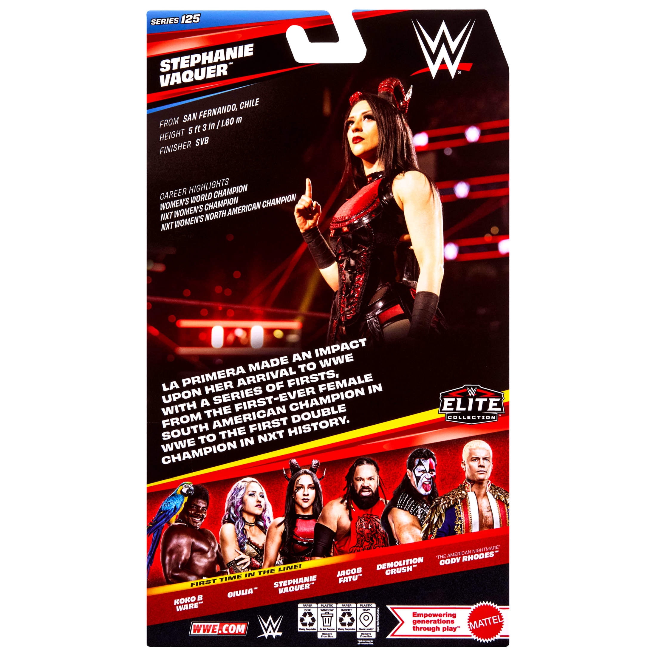WWE Elite Stephanie Vaquer Action Figure, Series #125 Set, 6-inch Collectible with Accessories