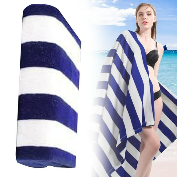 Denhf Beach Towel, 60x28 Inch Soft Super Absorbent Striped Beach Towels, Lightweight Thin Bath Towels for Bathroom, Quick Dry Pool Towels, Travel Towel, Camping Blanket, Blue