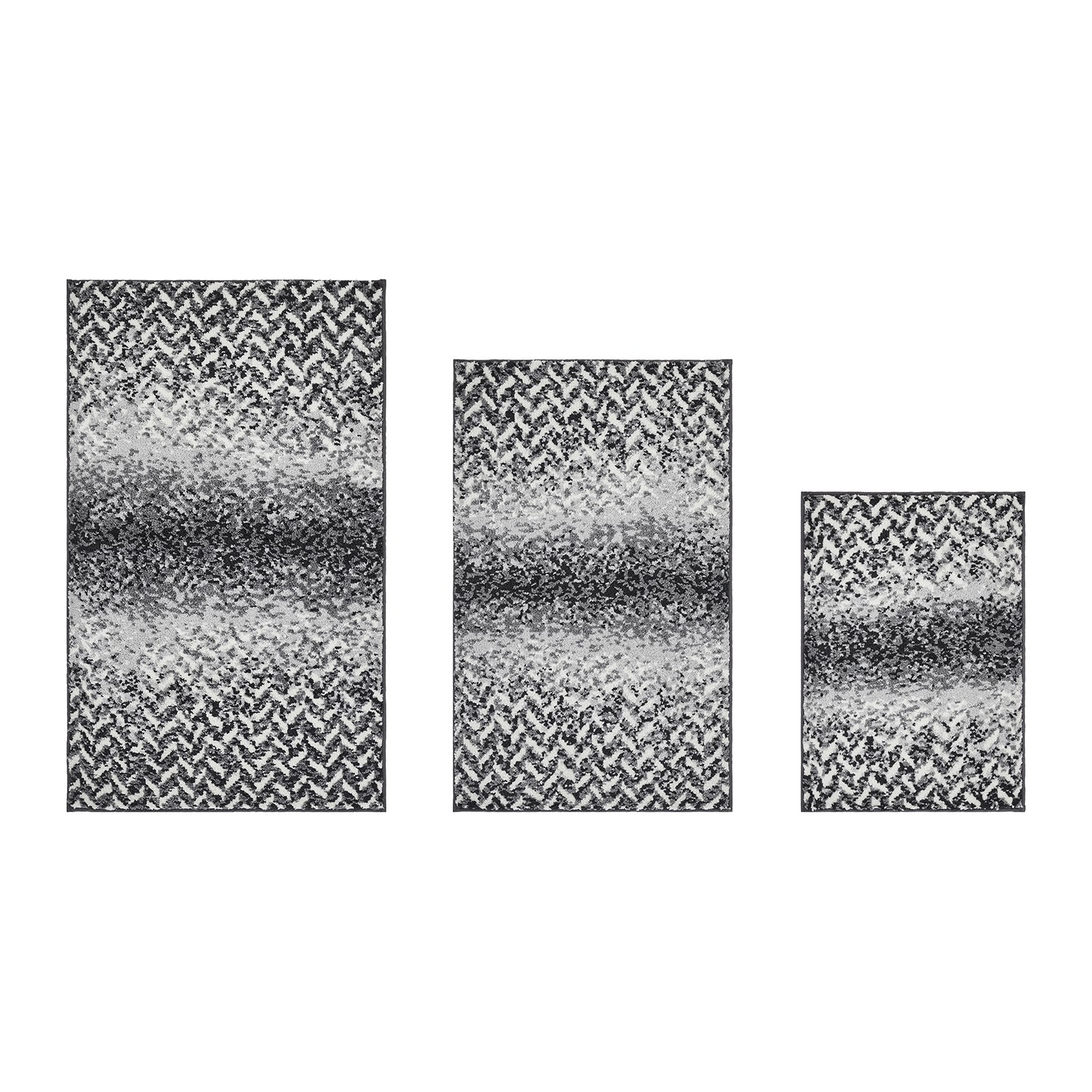 Better Trends Bath Rug Set 3 Piece Bath Mat Non Slip Micro Polyester Bathroom Floor Set, Shower, Tub, Casablanca Collection – (Gray)