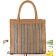 thumbnail image 3 of PIKADINGNIS Women Pompom Beach Straw Tote Bags Hand-Woven Summer Top-handle Handbag, 3 of 6