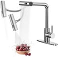 thumbnail image 1 of Waterfall Kitchen Faucet with Soap Dispenser  Gold Kitchen Faucet with Pull Down Sprayer Modes(Waterfall/Stream/Sweep)  Stainless Steel Kitchen Faucets for Sink with Deck-Plate, 1 of 6