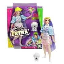 Barbie Extra Fashion Doll with Shimmery Look, Pink & Purple Fantasy Hair, Accessories & Pet