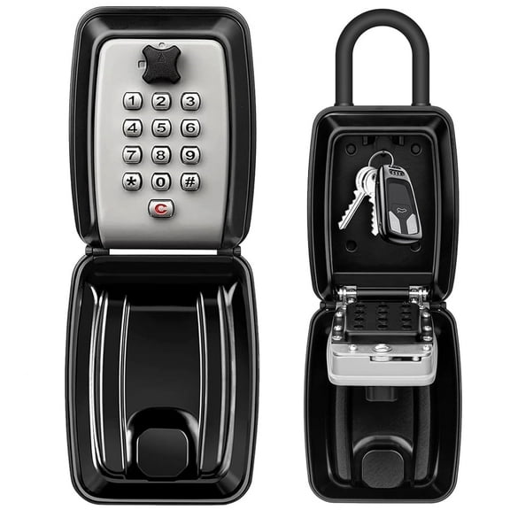 Yolispa Key Lock Box, Key Box 12-Digit Combination Push Button Key Safe Box for Wall Outside Door , Waterproof Resettable Large Capacity Security Lockbox for Home Garage Hotels
