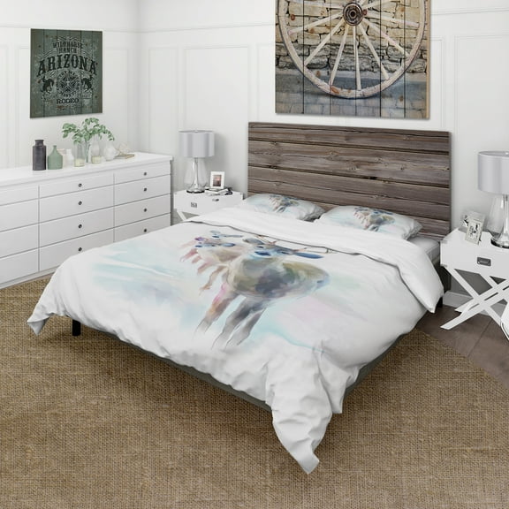 Designart 'Beautiful Deer With Big Horns' Animal Duvet Cover Set