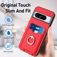 thumbnail image 6 of for Google Pixel 8 Pro PU Leather Phone Case Cover, Classic Shoulder Strap Card Slots Shockproof Protective Ring Bracket Anti-scratch Ultra Slim Back Case for Google Pixel 8 Pro - Red, 6 of 8