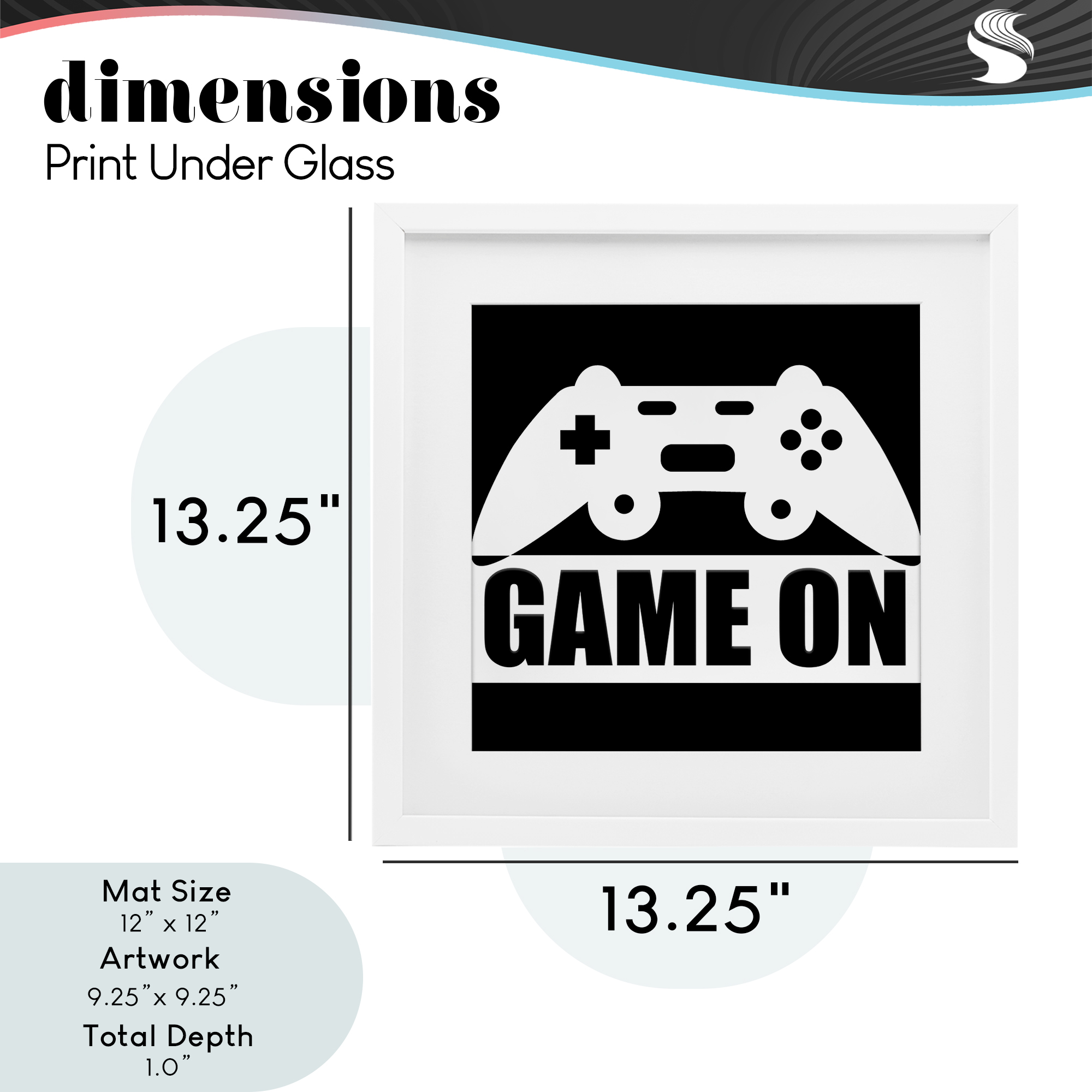 Game On Retro Black & White White Framed Print Under Glass, design by Kim Allen