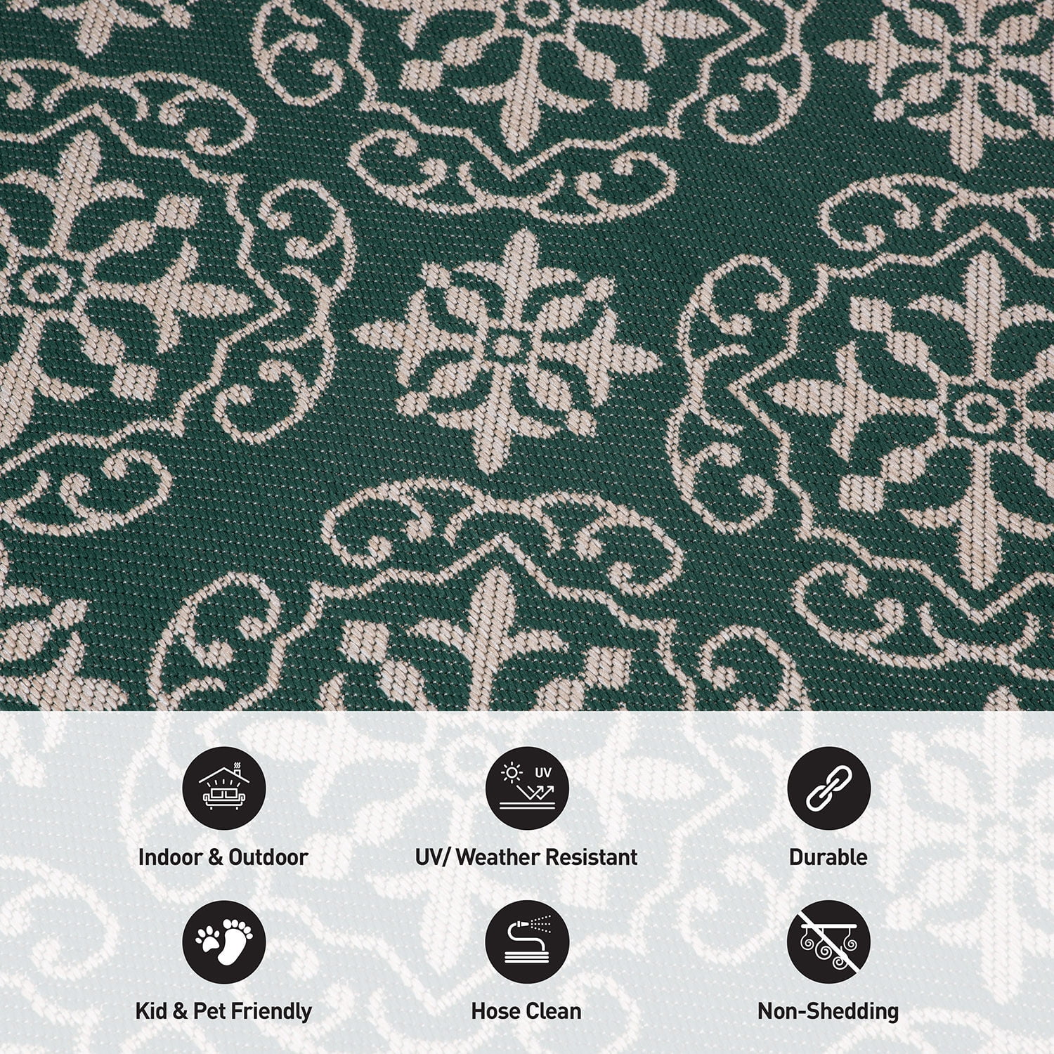 World Rug Gallery Transitional Geometric Textured Flat Weave Indoor/Outdoor Area Rug - GREEN 5' X 7'