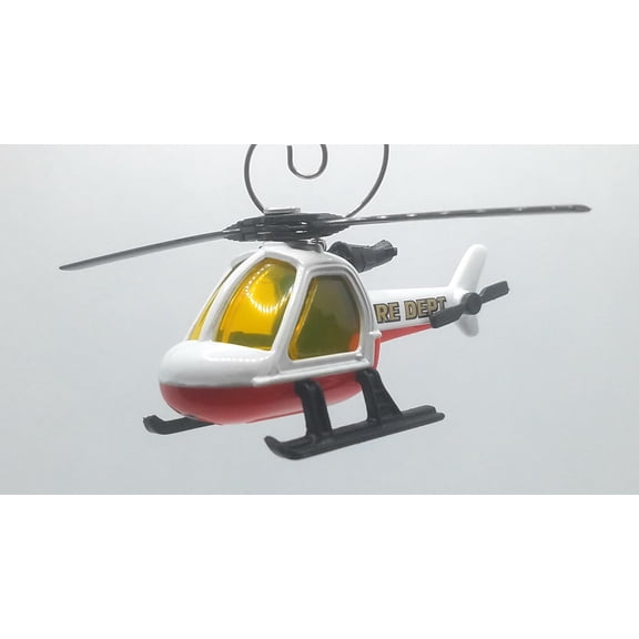 Christmas Ornament for Fire Department Helicopter White/Fire Dept Decal