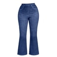 thumbnail image 6 of Wide Leg Jeggings for Women , Ladies Bootcut Jeans High Waisted Faux Denim Trousers with Fake Pockets, Soft Walking Denim Pants Casual Wear, Comfort Stretchy Pull on Jean, 6 of 7