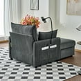 thumbnail image 5 of NEW 55" Oversized Chaise Lounge Chair Indoor with Ottoman and Storage , Comfy Corduroy Single Sofa, Upholstered Deep Seat Chaise Lounge with Pillows for Living Room, Bedroom, Apartment, Grey., 5 of 8