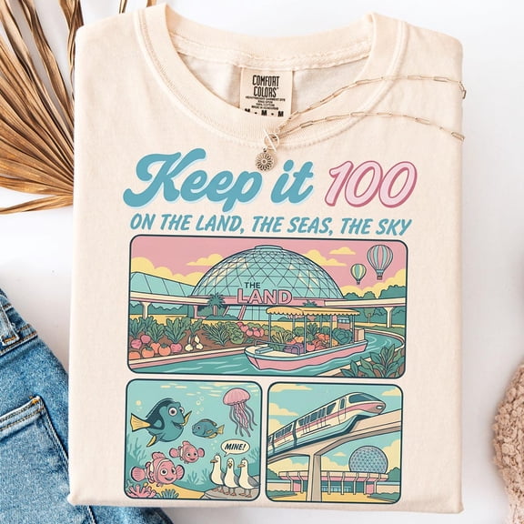 Nodb Epcot Inspired Keep It 100 Retro The Land Family Tee WHITE Unisex S-5XL Shirt