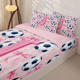 thumbnail image 3 of Manfei Initial Lettering J Zipper Full Size Comforter Sets with Fitted Sheet and 2 Pillowcases,Pink Dreamy Bowtie Zipper Bedding Set,Pink Reversible,4 Pieces, 3 of 7
