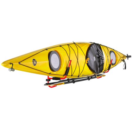 Wall-Mounted Kayak Storage Rack with Paddle Hooks