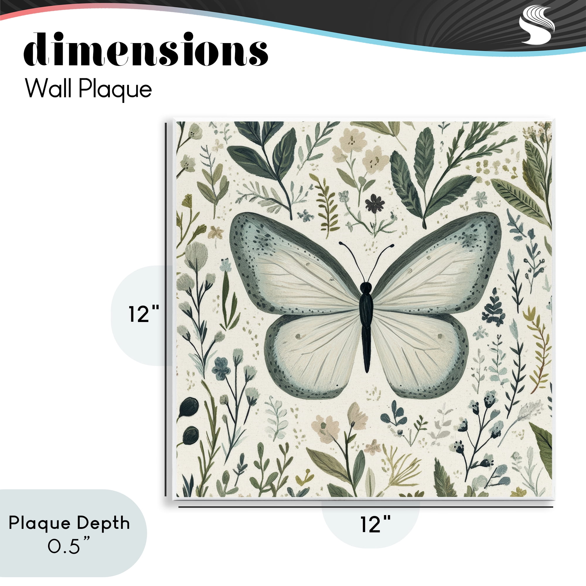 Stupell Industries Dusty Blue Butterfly Botanicals Wall Plaque Art, design by Petal Prints Design