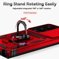 thumbnail image 5 of for Samsung Galaxy S24 Ultra Case, Soft Bumper Hard Plastic Phone Case with [Sliding Camera Lens Cover] [360° Rotatable Kickstand Ring] [HD Screen Protector] for S24 Ultra 6.8" Red, 5 of 8