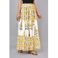 thumbnail image 5 of Women Yellow Floral Block Printed Cotton Maxi Skirt with Elastic Waist, Casual Summer Skirt - XS, 5 of 6