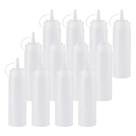 

12 Pack 8 Oz Squeeze Squirt Condiment Bottles with Twist on Cap Lids for Sauce Ketchup BBQ Dressing Paint