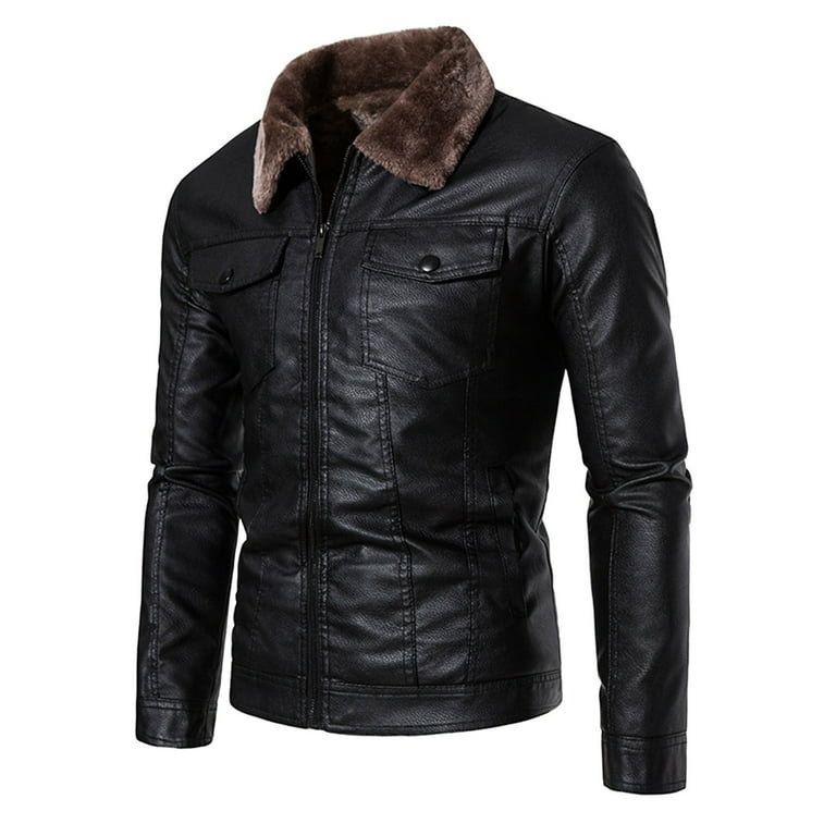 Slim Hooded Motorcycle Leather Men's Jacket