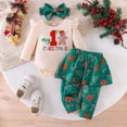 thumbnail image 2 of mgoYE My First Christmas Baby Girl Outfit Newborn Romper Skirts Pants Set Fall Winter Infant Christmas Dress Pant Clothes Headband(Green,6-9 Months), 2 of 9