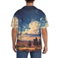 thumbnail image 3 of Susaid Western Desert Cloud Cowboy Print Men's Polo Shirts Button Down Short Sleeve Casual Summer Beach Vintage Shirts for Men-Large, 3 of 5