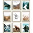 thumbnail image 2 of PixonSign Framed Canvas Print Wall Art Set - Rustic Mountain & Lake Poster Arts - Set of 9 Nature Wilderness Botanical & Animal Photography Wall Décor for Room Decoration - 8"x10" Natural, 2 of 5