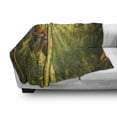 thumbnail image 3 of Fox Soft Flannel Fleece Throw Blanket, Fox in the Summer Forest Fresh Meadow Grass Wilderness Vixen Mammal Nature, Cozy Plush for Indoor and Outdoor Use, 50" x 70", Orange Yellow Green, by Ambesonne, 3 of 6
