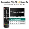 thumbnail image 2 of (Paquete de 2) Mando a distancia universal para LG Smart TV, compatible con todos los modelos de LG TV LCD LED OLED UHD HDTV 3D 4K Smart TV, mando a distancia de repuesto para LG Smart TV con tecla de, 2 of 5