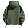 thumbnail image 4 of Levmjia Men's Workwear Jacket with Multiple Pockets Outdoor Hooded Casual Coat Polyester Casual Jacket with Drawstring Design Solid Color L-4XL Green, 4 of 9