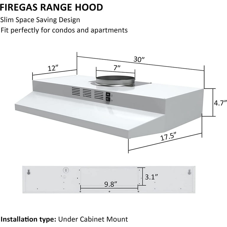 IKTCH Range Hood 30 Inch Built-in/Insert Range Hood Insert 900 CFM