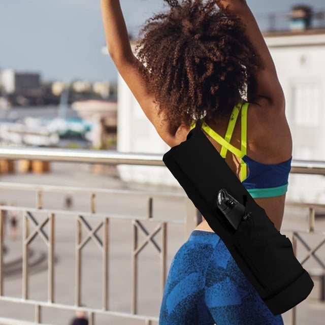 Bolsa para esterilla de Yoga, soporte para esterilla de Yoga para ejercicio, bolsa de Fitness para hombres y mujeres, bolsa de transporte con cordón Negro