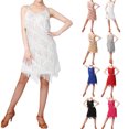 thumbnail image 5 of Fortune Robe de Danse à Paillettes pour Femmes, Bretelles, Franges, Scintillante, Moulante, Cocktail, Fête, Mini Robes, 5 of 5