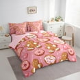 thumbnail image 3 of Manfei Girly Pink Donut Bedding Comforter Set 7-Piece, Kawaii Gingerbread Man King Bedding Sets, Merry Christmas Reversible Bed Sheets, Super Cozy Room Decor, 3 of 7