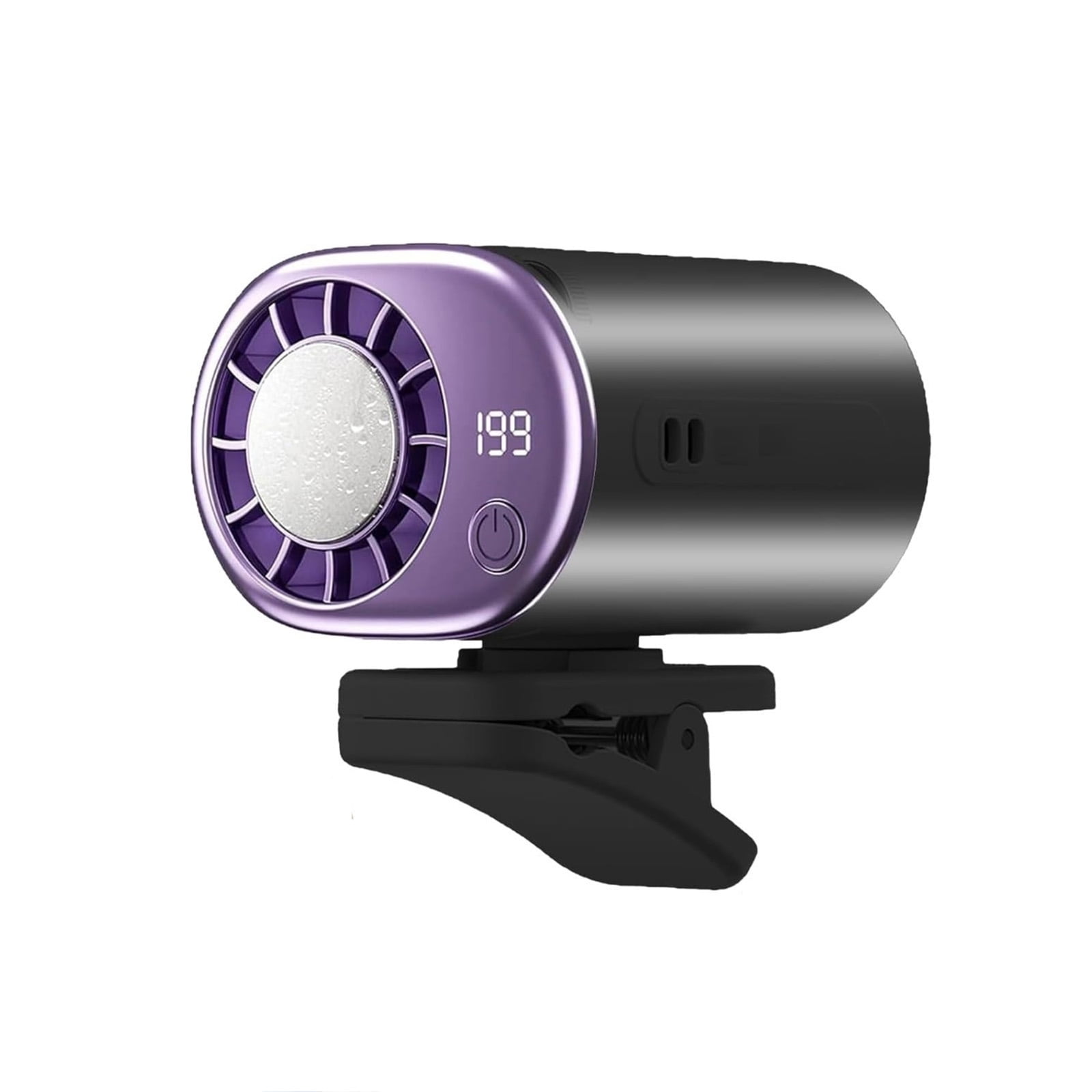 2026 Car Clip on Air Conditioner Fan with LED Display, Portable Mini Cooling System for Auto Vehicle, USB Rechargeable Battery Powered Gadget, 360° Rotation Adjustable 199 Speeds Truck Tent (Gray)