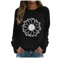 thumbnail image 1 of HKEJIAOI Chandail Graphique Tournesol Femme Manches Longues T-Shirt Décontracté Col Rond chandail Ample, b-Noir G, 1 of 4
