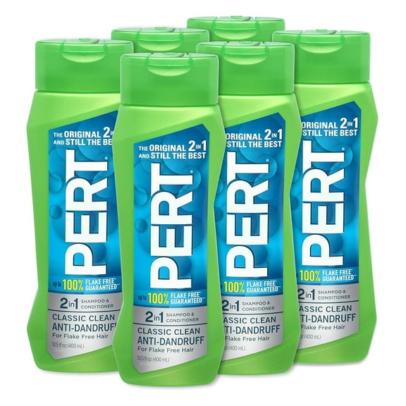 PERT 2 IN 1 Shampoo and Conditioner, Advanced   Anti-Dandruff, 13.5 Fl. Oz (Pack of 6)