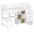 thumbnail image 5 of Harper & Bright Designs Twin Size Loft Bed with Desk & Storage Stairs, Wood Loft Bed Frame with LED Lights, Storage Shelves and Cabinets, White, 5 of 17