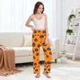thumbnail image 5 of Dailycode Women's Pajama Pants Wide Leg Lounge Pj Bottoms With Pockets Black Halloween Pumpkin Face, 5 of 7