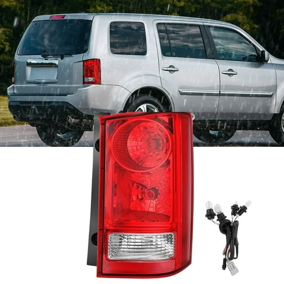 Nilight Taillight Assembly Compatible with 2009-2015 Honda Pilot Red Clear Tail Lights Rear Lamp Replacement OE Style Passenger Side w/Bulbs