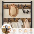 thumbnail image 6 of LibraMAl Coat Rack, 3-in-1 Hall Tree with Bench and Shoe Storage, Freestanding Entryway Bench with Coat Rack, Industrial Entryway Shoe Storage with 9 Hooks and 3 Shelves, Easy Assembly, Rustic Brown, 6 of 9