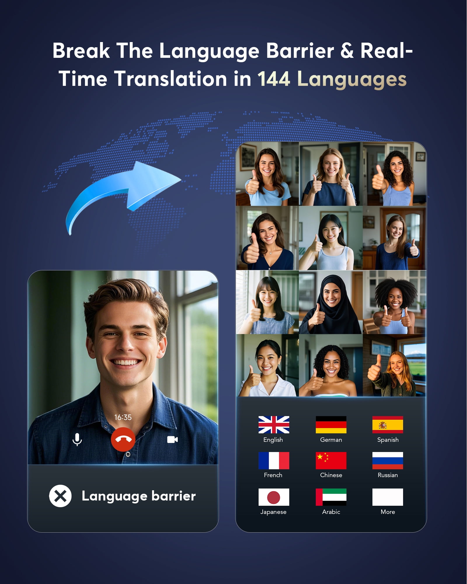 AI Language Translation Earbuds, Bluetooth 5.4 Headphones Translator for 144 Languages & Accents,IP7 Waterproof Earphones with 4 ANC Mic,Black