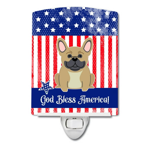 Caroline's Treasures BB3005CNL PatrioticFrench Bulldog Cream Ceramic Night Light, 6x4x3", multicolor