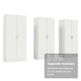 thumbnail image 4 of Madesa Wardrobe Set 3 Armoire Closet Hanging Storage Cabinet 2 Doors with Shelf 31 Inch Organization Unit for Bedroom and Office - White, 4 of 9