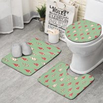Green Christmas Tree Pattern Bathroom Rugs Sets 3 Piece,Toilet Cover Set,Absorbent Non Slip Bathroom Mats Sets with U-Shaped Contour Rug Toilet Rug Set