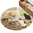 Black Cats 4' Round Rug for Cozy Reading Nook Home Office Chair Area ...