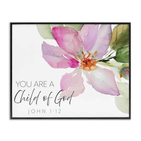 Stupell Industries Traditional Child Of God Pink Flower Black Framed Giclee Art, 14 x 11, by Lanie Loreth